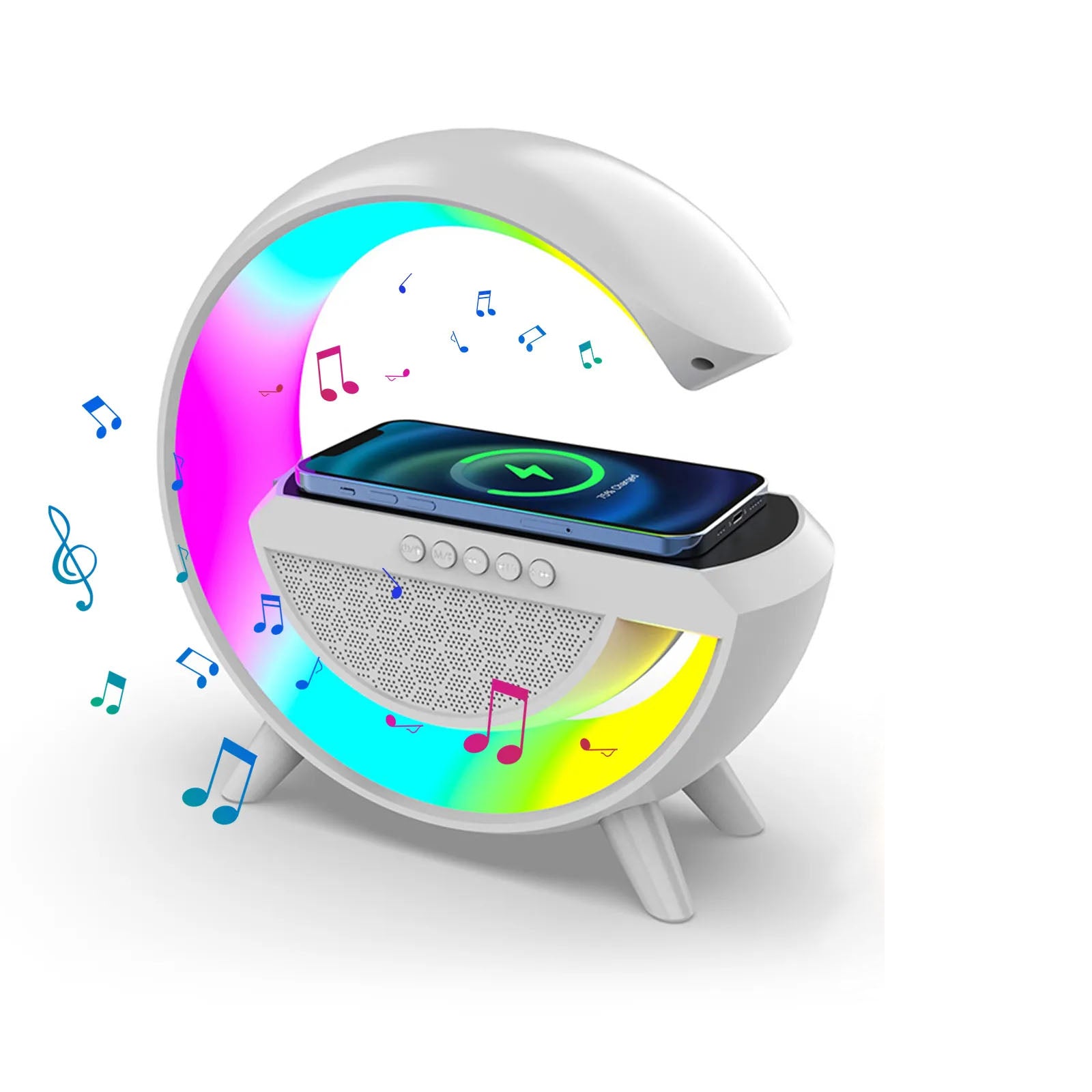 GlowHub - Multifunctional Rechargeable Speaker with Alarm Clock and Mood Light