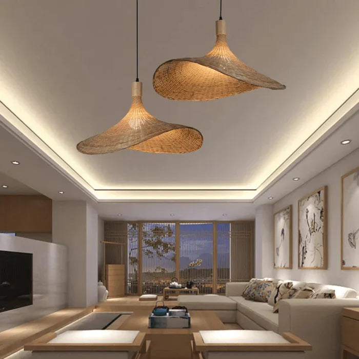 RusticWeave Light – Elegant Rattan Hanging Lamp
