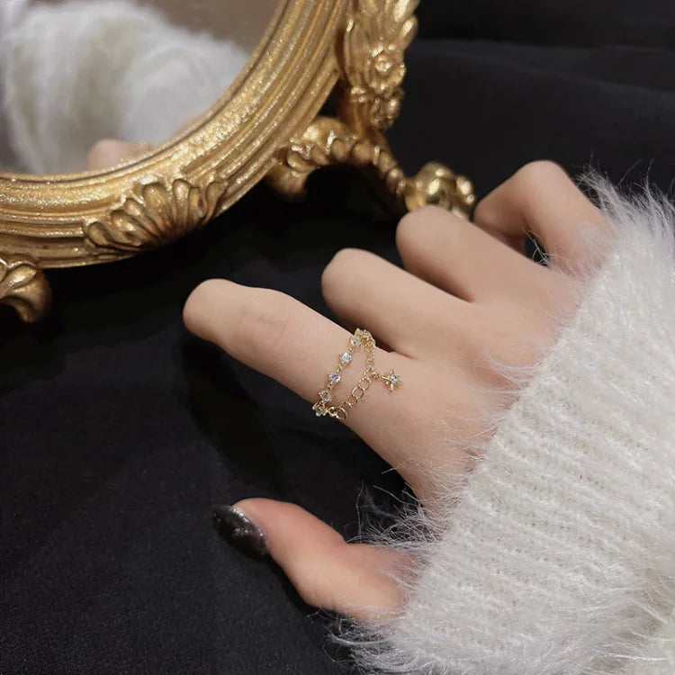 Brilliant Gold Hexagram Ring - Lyra Collection