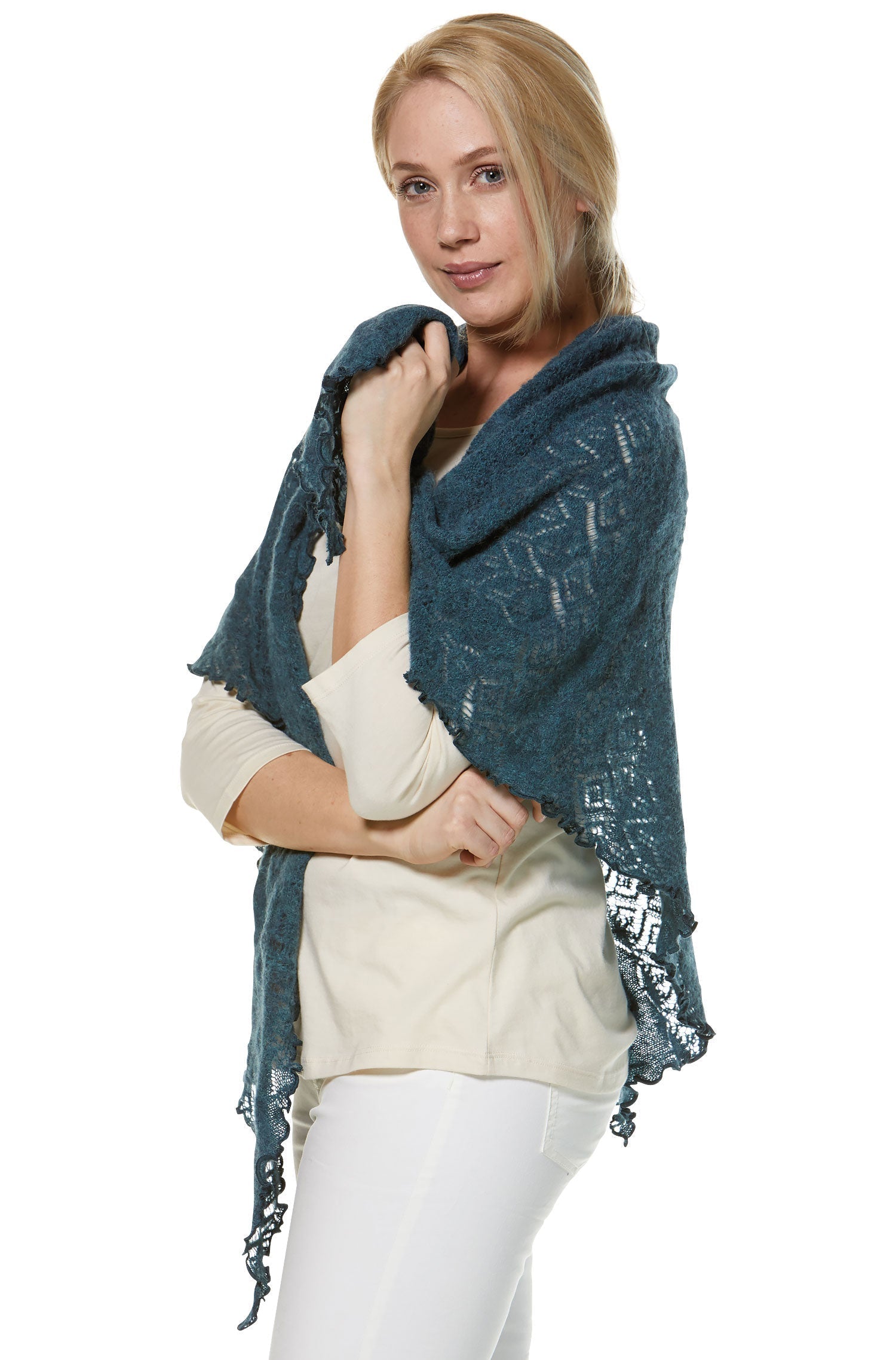 SoftWeave Shawl - Elegant Openwork Knitting in Lightweight Fabric