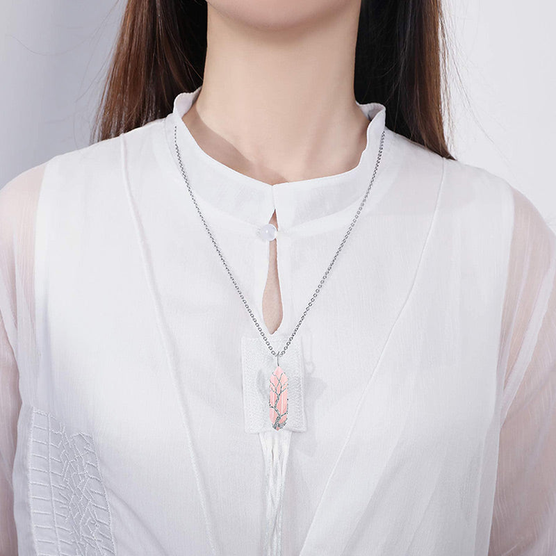 Elegant Tree of Life Gemstone Necklace with Sparkling Crystals - Elara 