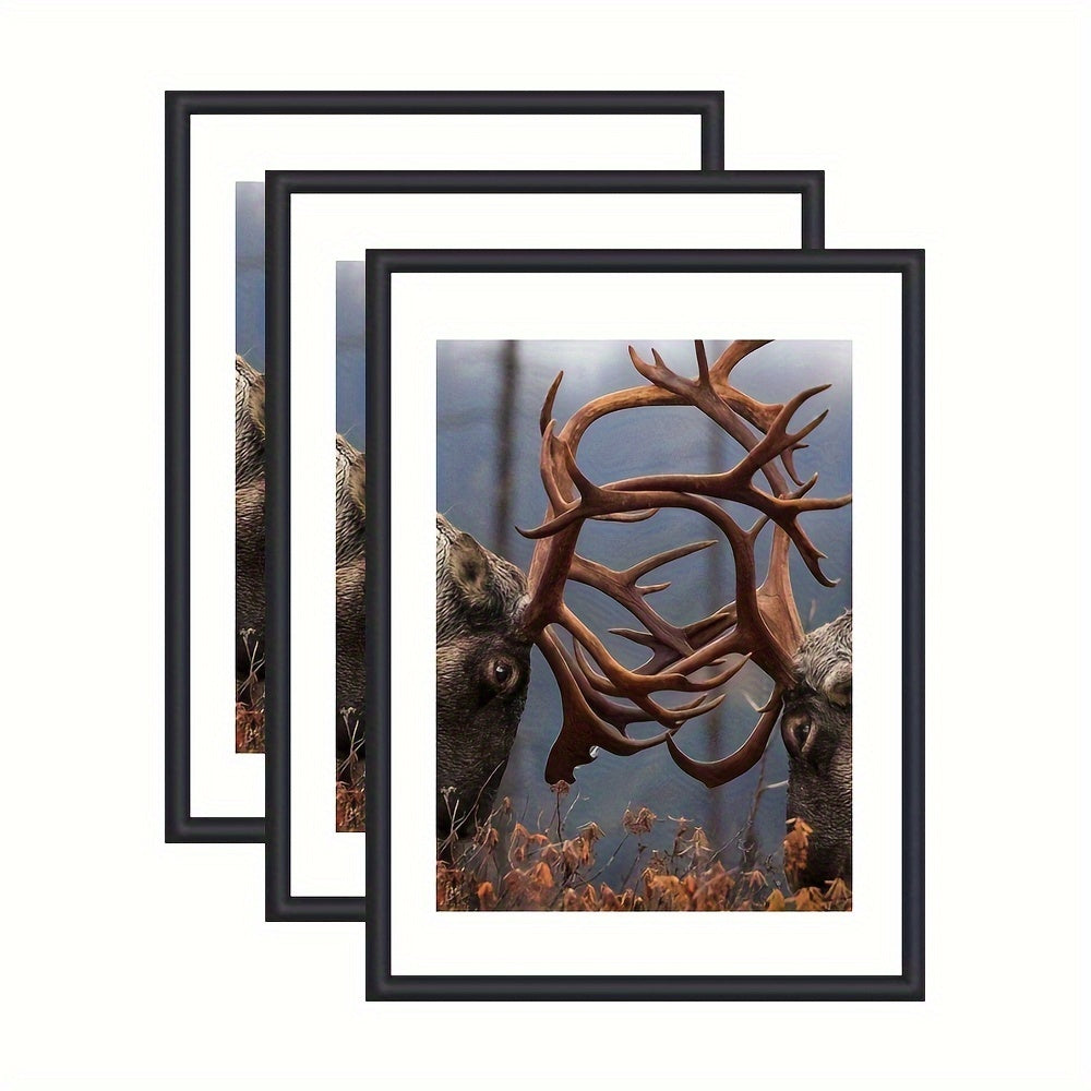 GalleriRam - Set of 3 Black Photo Frames for Walls and Tables