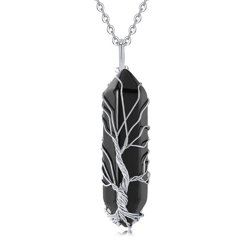 Elegant Tree of Life Gemstone Necklace with Sparkling Crystals - Elara 