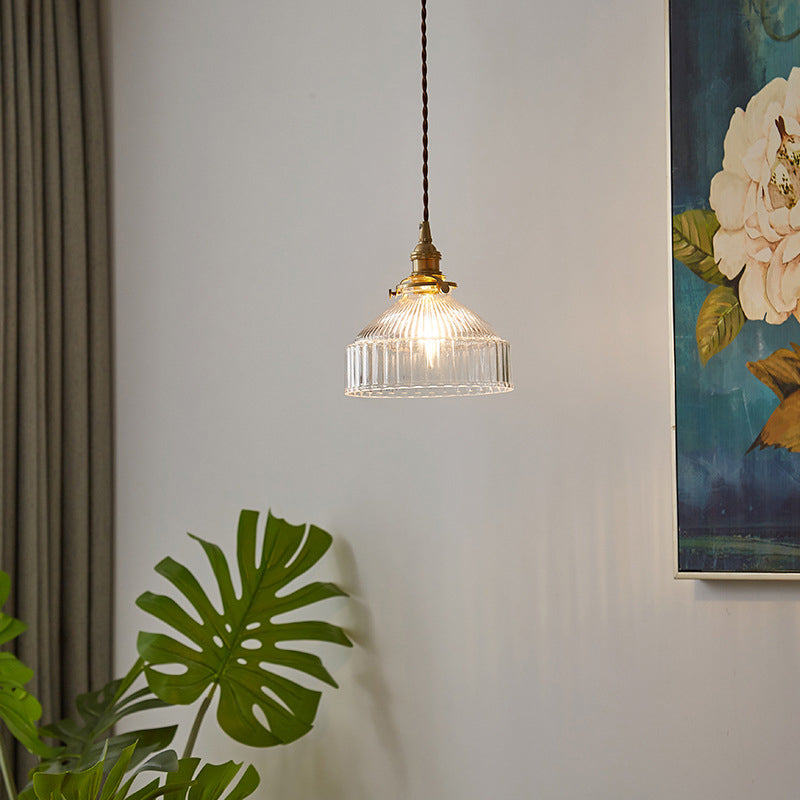 LoftLuxe Pendant - Rustic Hanging Lamp with Striped Glass