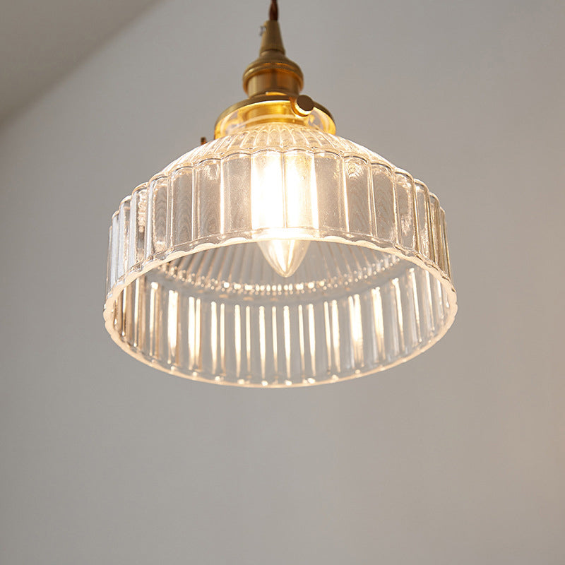 LoftLuxe Pendant - Rustic Hanging Lamp with Striped Glass