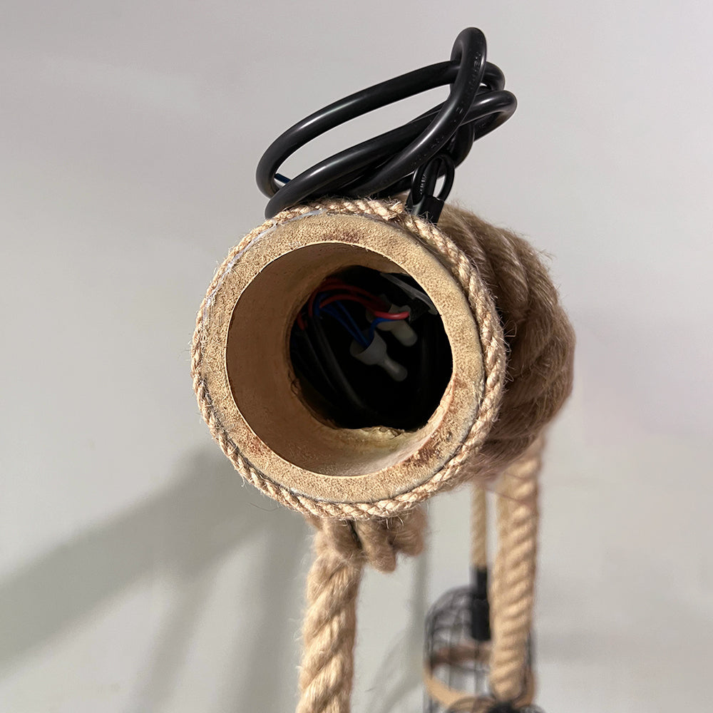 AlessioGlow - Luxurious Retro Wood and Metal Ceiling Lamp