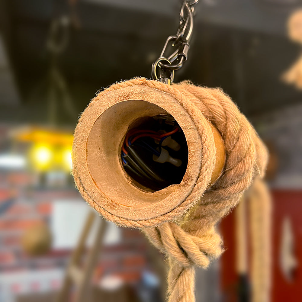 AlessioGlow - Luxurious Retro Wood and Metal Ceiling Lamp