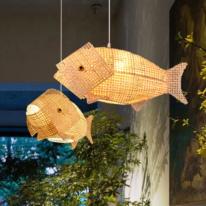 WaveGlow Pendant Lamp - Elegant Wooden Asian Pendant Lamp 