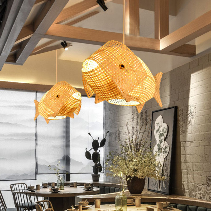 WaveGlow Pendant Lamp - Elegant Wooden Asian Pendant Lamp 