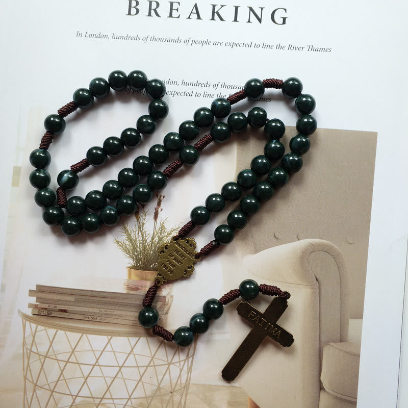 Celeste Holy Medallion Cross Pendant with Rosary Necklace - A Spiritual Jewelry 