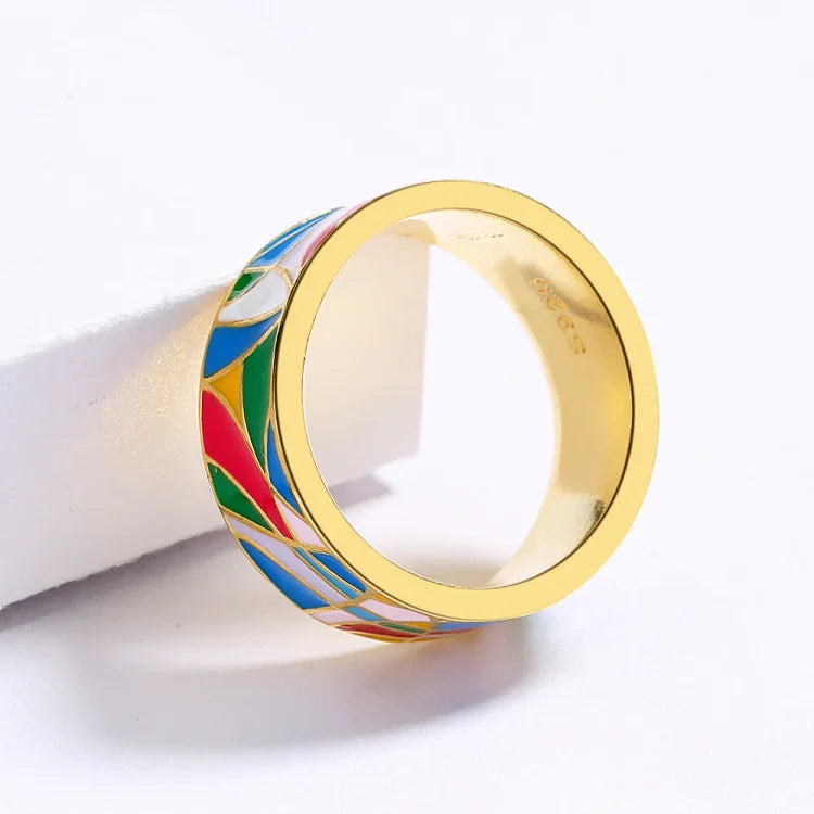 Elegant enamel zirconia ring - Nadia