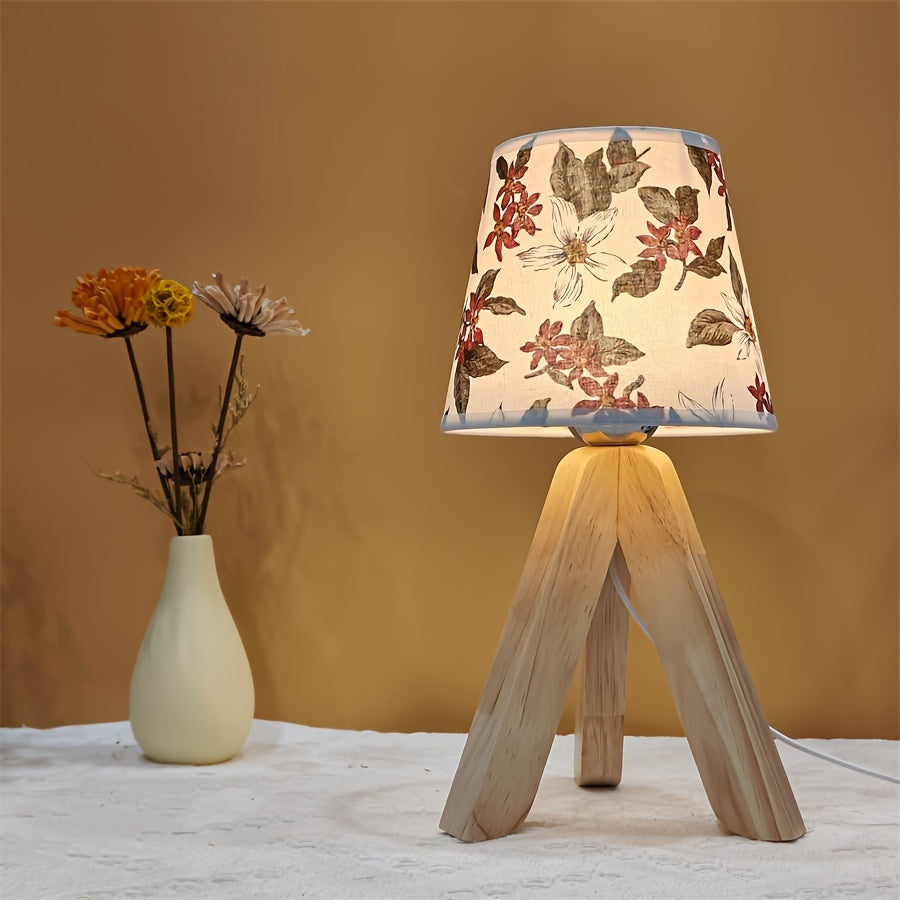 FloralGlow Lamp - Elegant LED Table Lamp with Wood