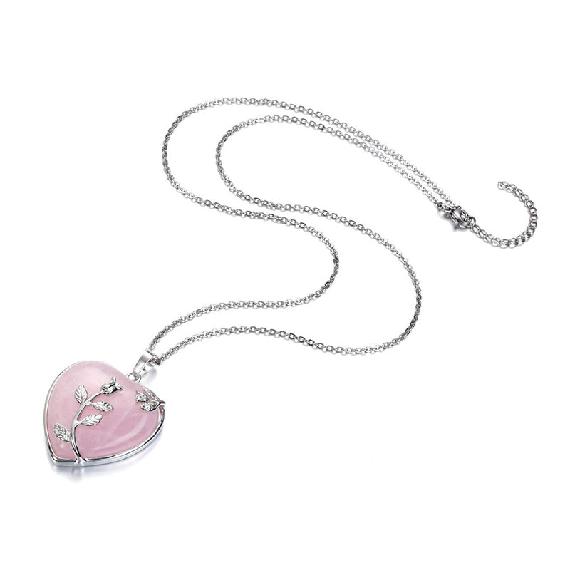 Elegant heart-shaped rose quartz necklace - Amara Collection