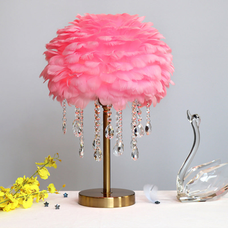 Romantic FeatherBeam - Modern Feather 1-Light Bedside Lamp with Crystal Decoration