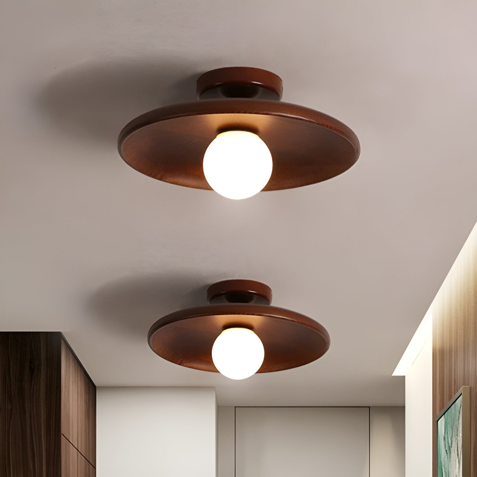 Elegant Wooden Wabi Sabi Ceiling Lamp with LED - WoodBliss