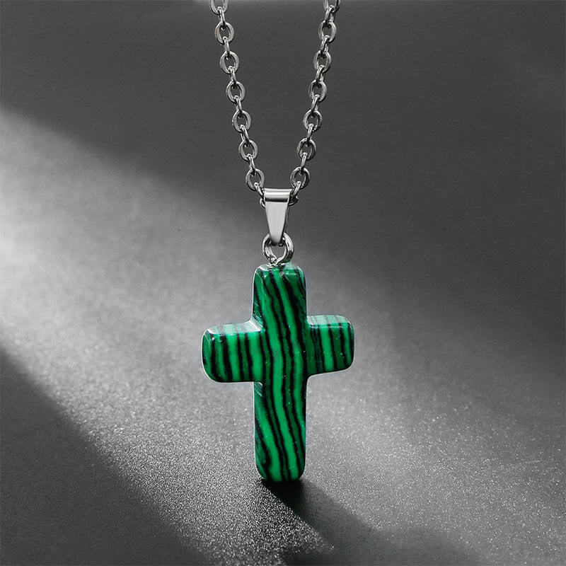 Seraphina Natural Gemstone Cross Necklace - A Spiritual Jewelry Experience