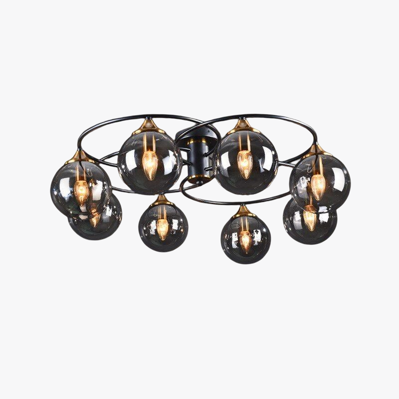 ValentinaLuxe - Elegant Round Chandeliers Made of Smoked Glass