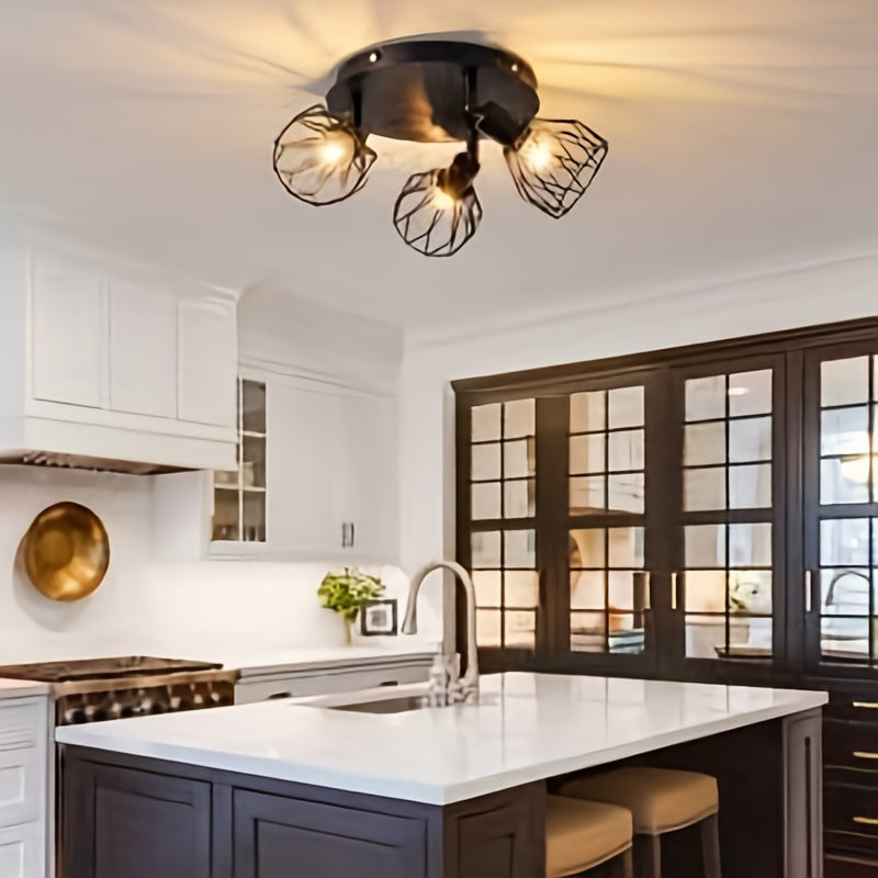 RusticGlow Lamp - Country Black Ceiling Lamp with Swivelling Shades