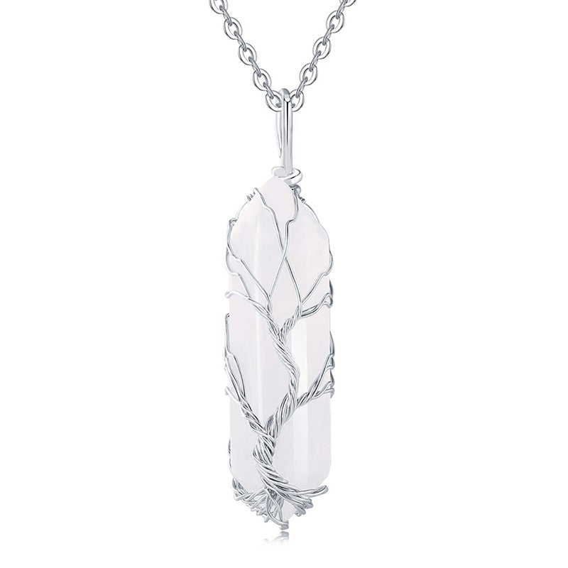 Elegant Tree of Life Gemstone Necklace with Sparkling Crystals - Elara 