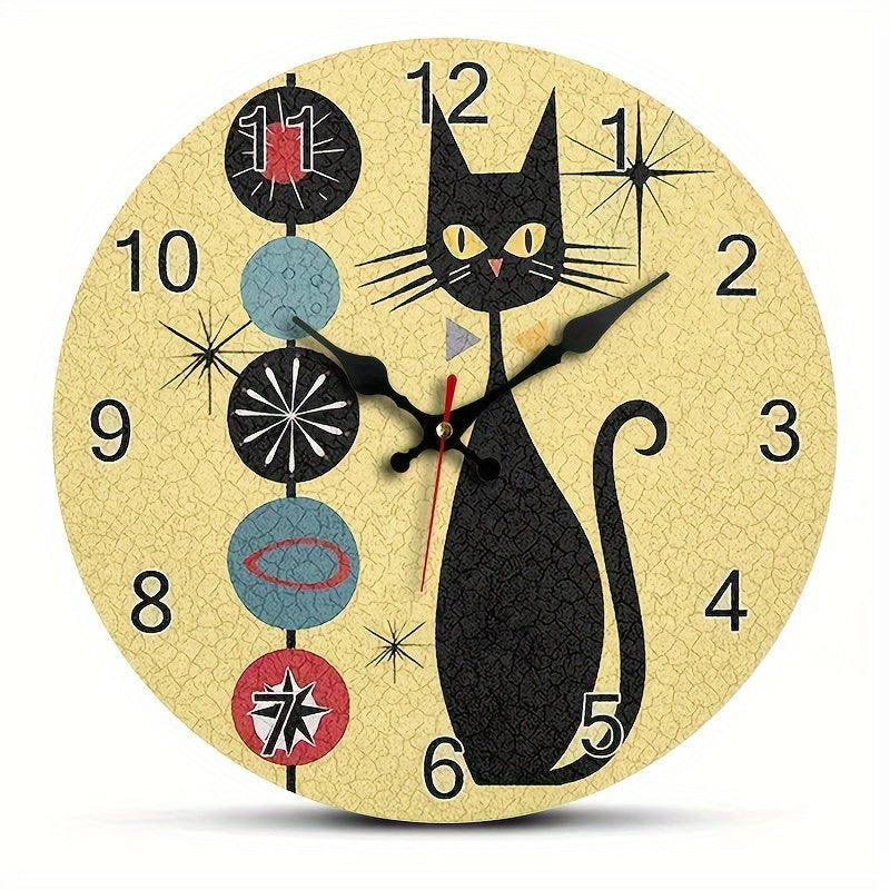CoolCat Clock - Modern Silent Wooden Wall Clock