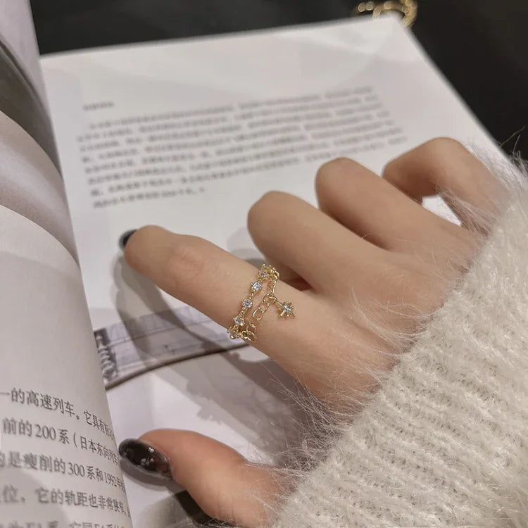 Brilliant Gold Hexagram Ring - Lyra Collection
