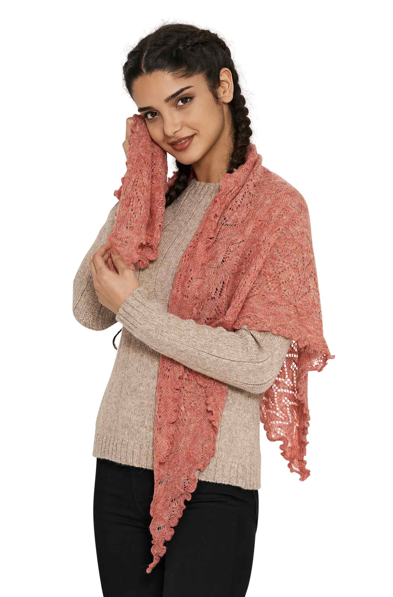 SoftWeave Shawl - Elegant Openwork Knitting in Lightweight Fabric