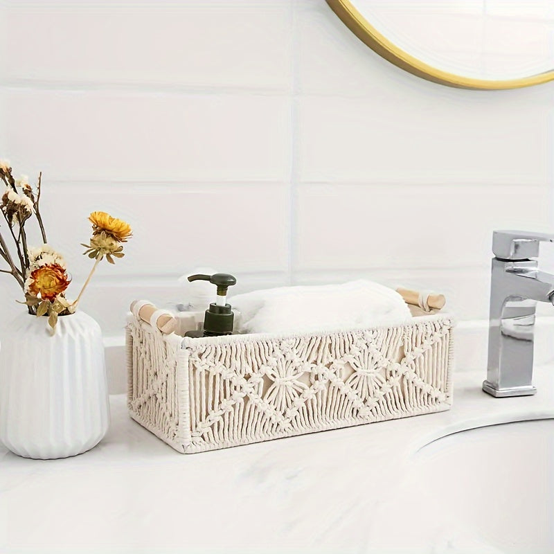 Boho Chic - Natural Cotton Storage Basket for Elegant Decor