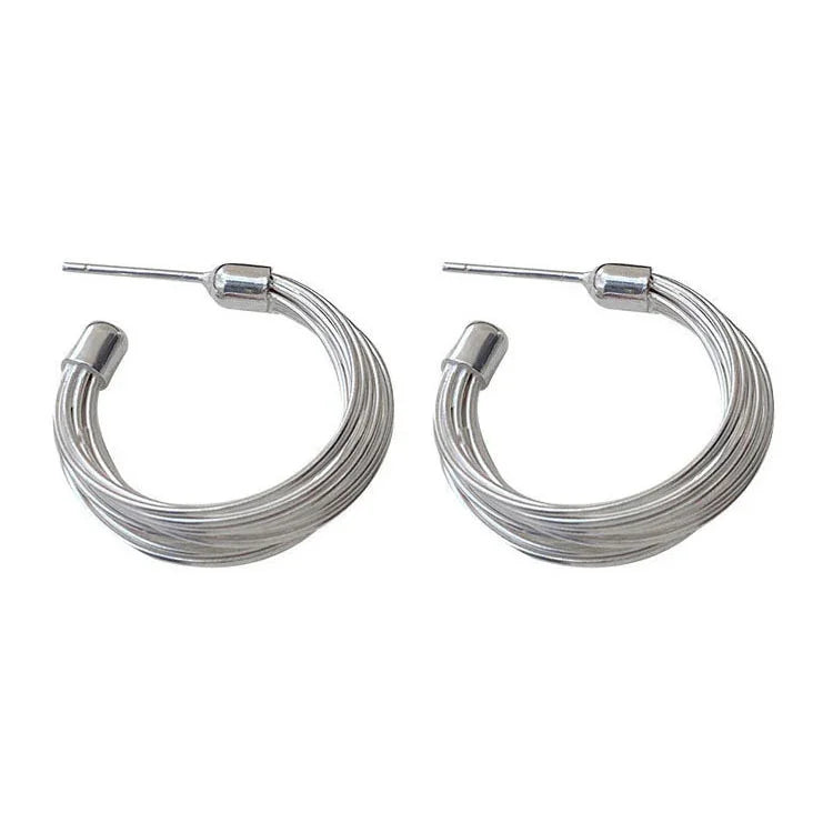 Amelie Layered Lines Earrings - Elegant Hoops