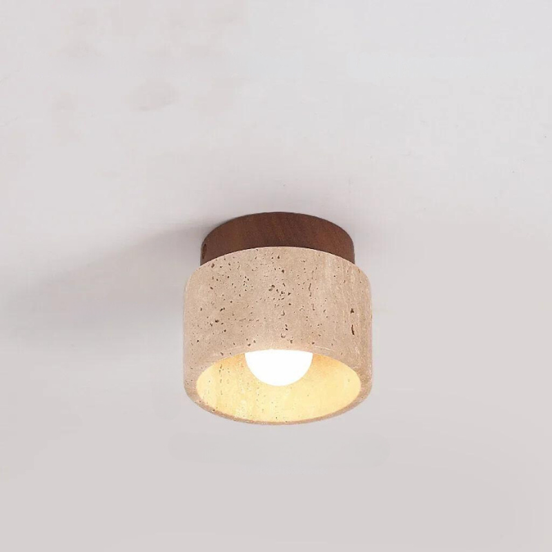 ÉclatPierre – Luxurious Travertine LED Ceiling Light for Hallway