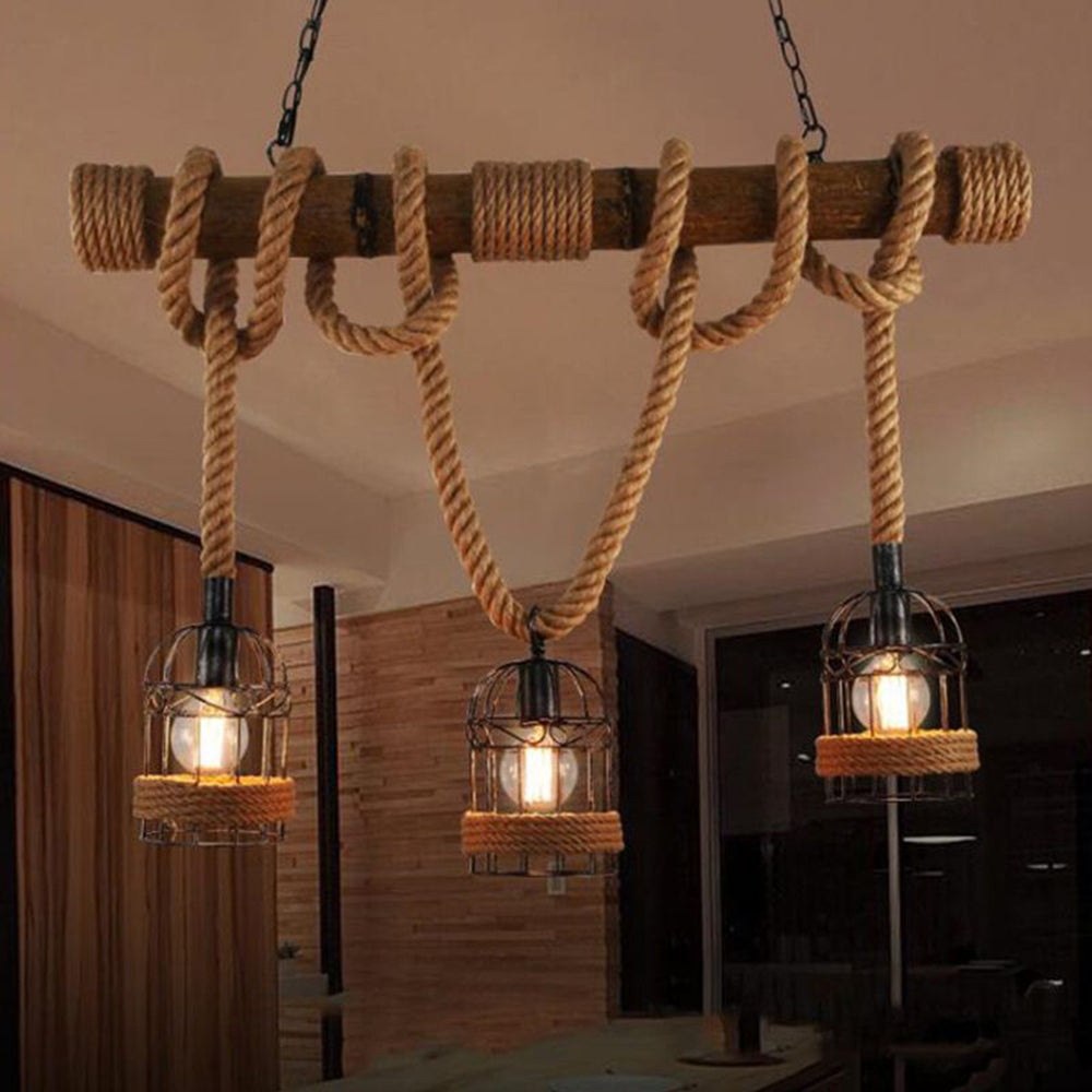 AlessioGlow - Luxurious Retro Wood and Metal Ceiling Lamp