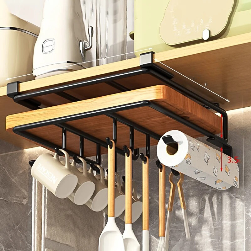 Stylish Kitchen Hanging Organizer - Easy Installation Without Drilling