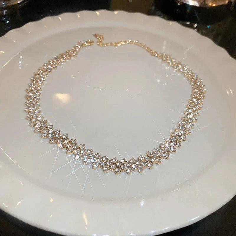 Golden Gala Choker with Sparkling Stones | Timeless Elegance and Finesse