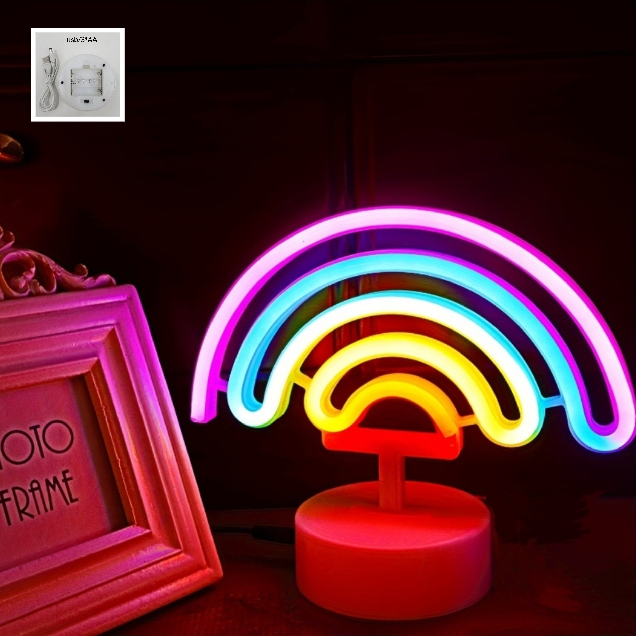 RainbowGlow – Modern Neonregnbåge med Designfot