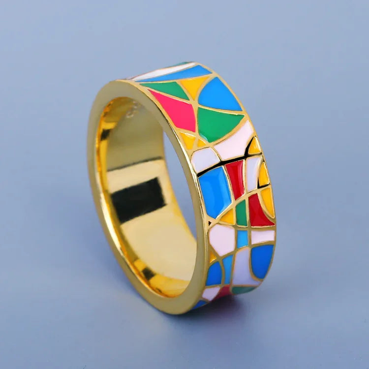 Elegant enamel zirconia ring - Nadia