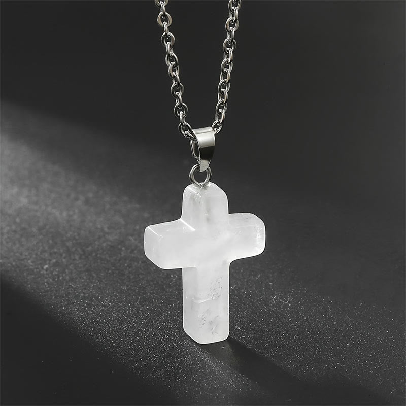Seraphina Natural Gemstone Cross Necklace - A Spiritual Jewelry Experience