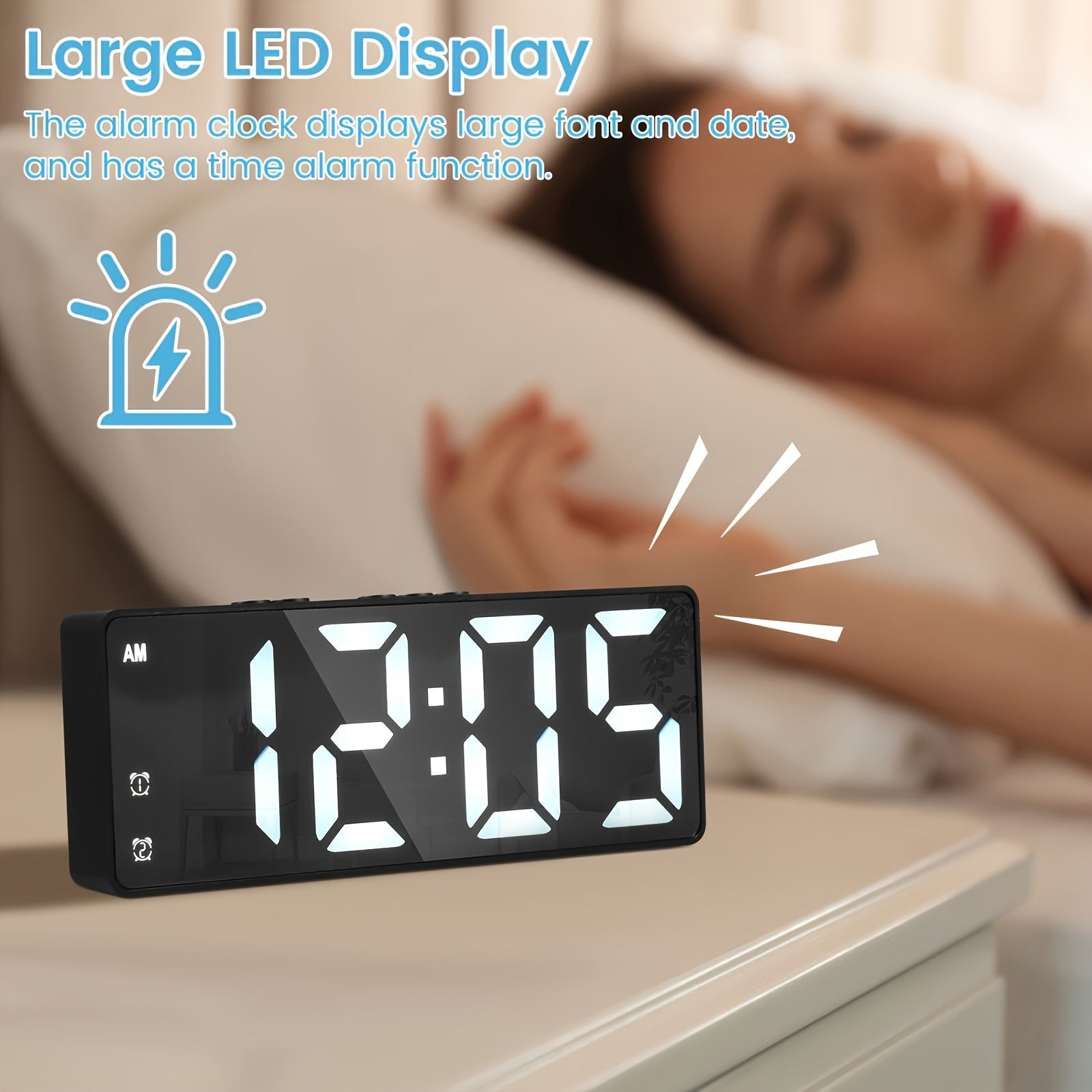 DigiGlow Clock - Modern LED Alarm Clock with Display