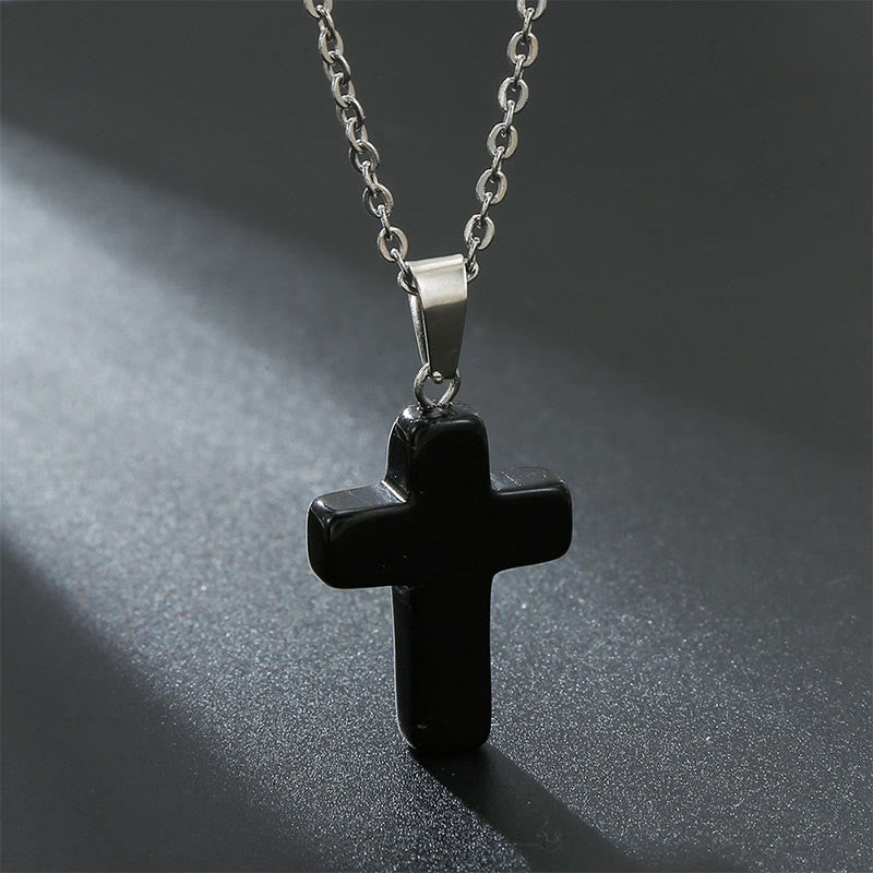 Seraphina Natural Gemstone Cross Necklace - A Spiritual Jewelry Experience