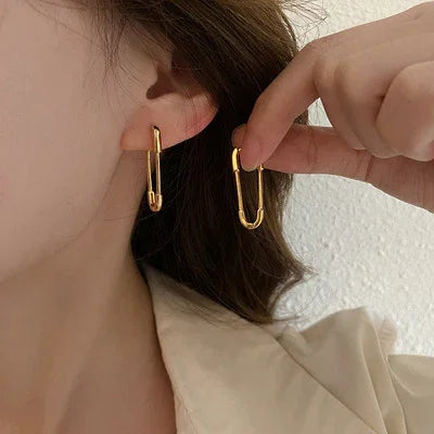 Elegant Gold and Silver Paperclip Earrings - Viola Design
