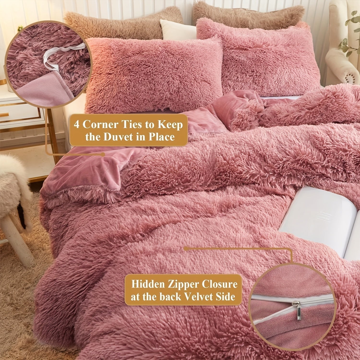 Ultra Plush Plush Bedding Set with Zipper - Luxury &amp; Comfort