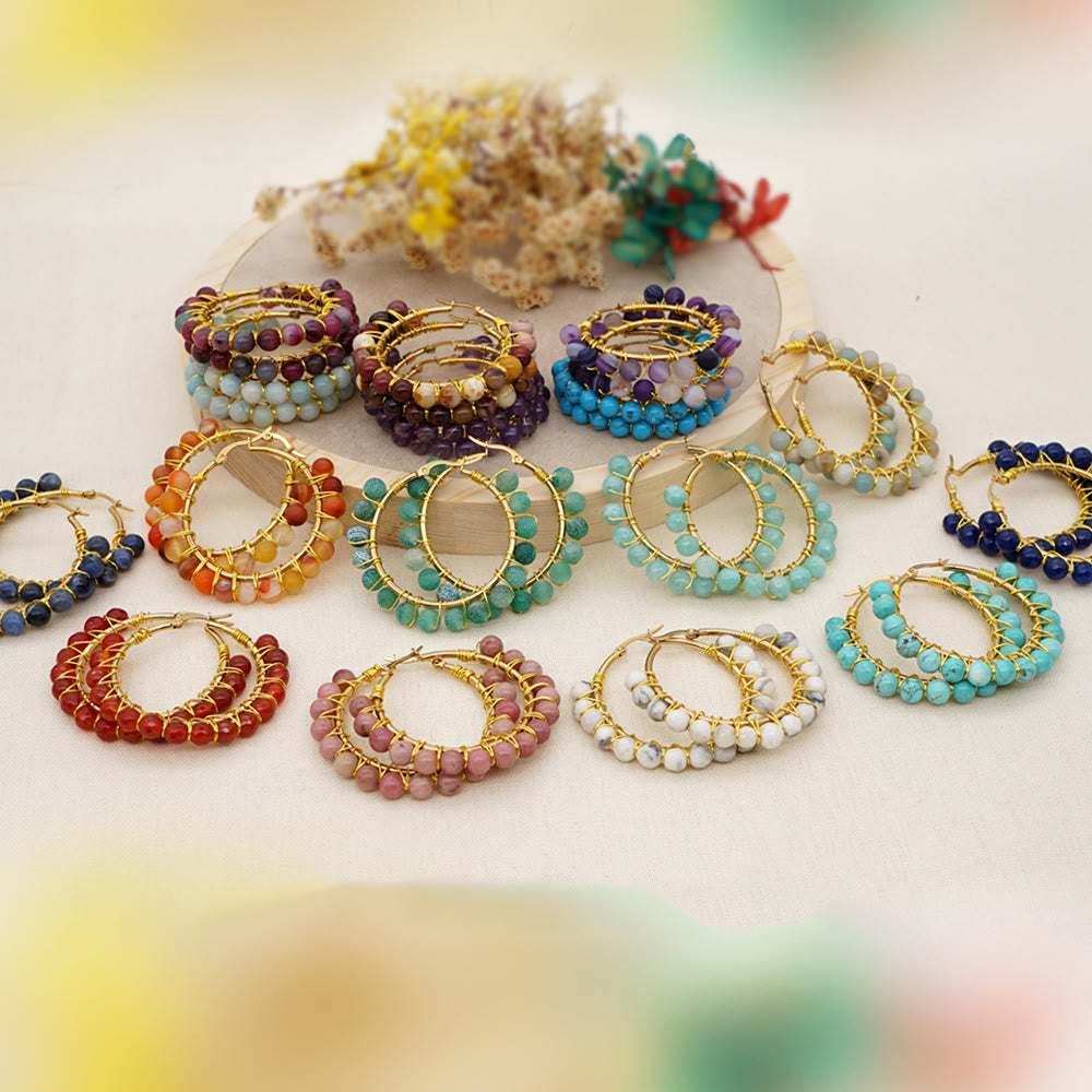 Sannes Elegant Boho Natural Crystal Earrings 