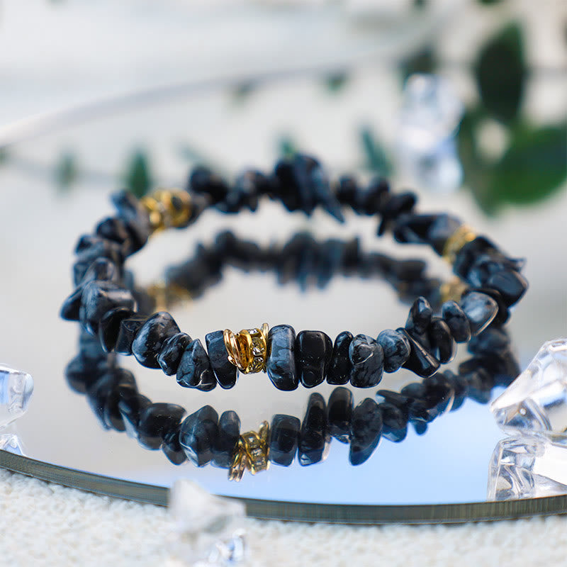 Elegant Celine Armband av Natursten och Kristallpärlor