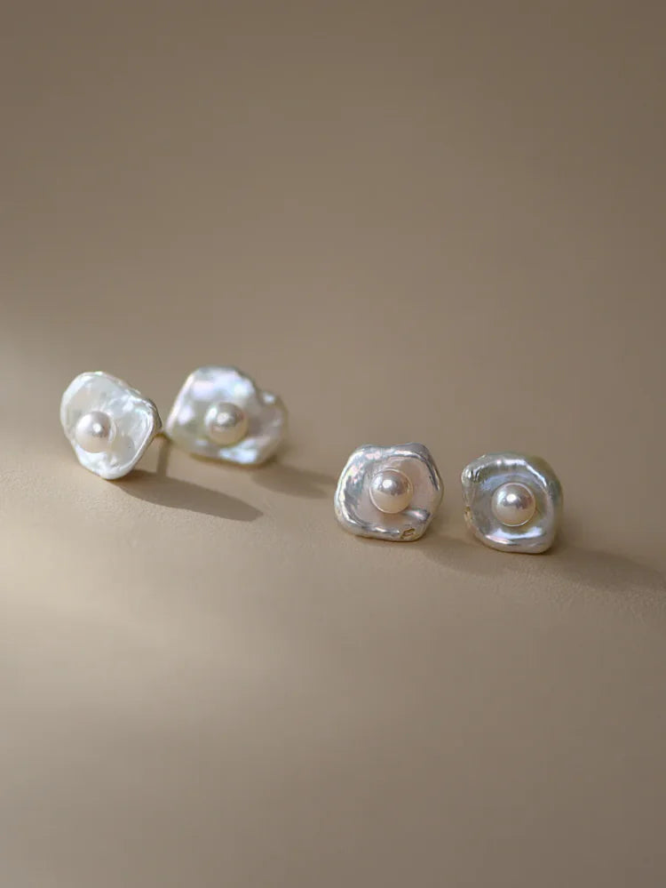 Elegant Baroque Pearl Earrings - Noa