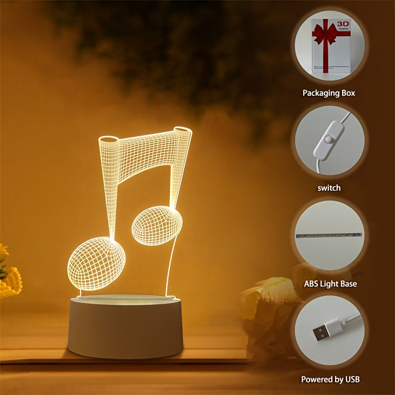 LumiNote - 3D LED Musical Note Night Light