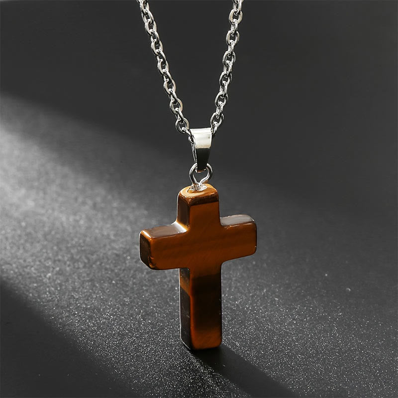 Seraphina Natural Gemstone Cross Necklace - A Spiritual Jewelry Experience