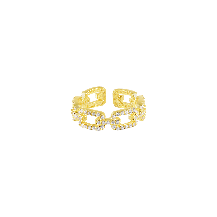 Brilliant Gold Vessel Ring with Zirconia - Marina Elegans