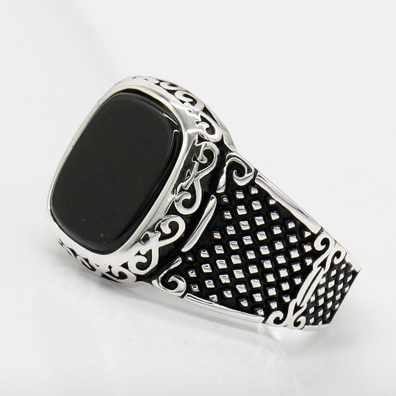 Elegant Black Onyx and Silver Ring for the Modern Man - Max