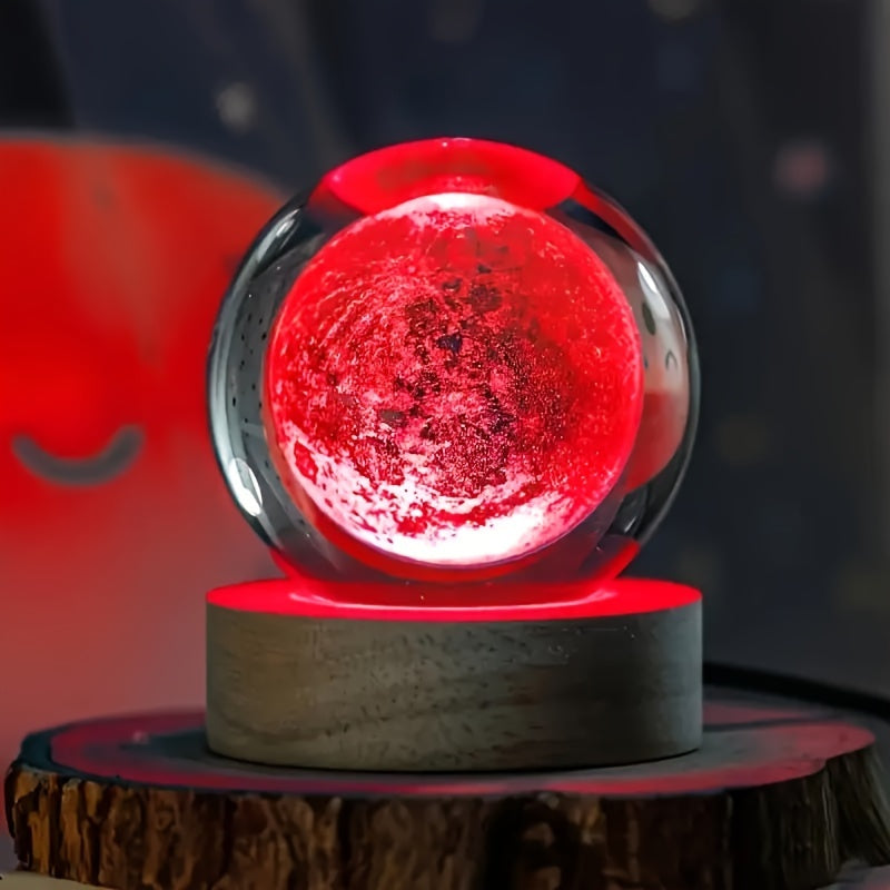 LumiSphere - Luxurious 3D Crystal Table Lamp with Wooden Base