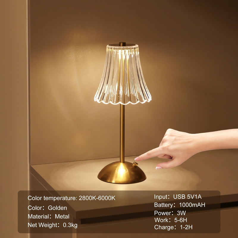 Crystaluxe Lampa - LED Kristall Bordslampa med Touchfunktion