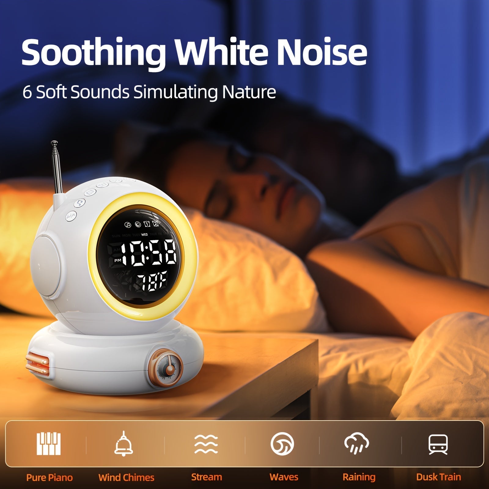 LunaRise - Väckarklocka med Bluetooth-högtalare och FM-radio