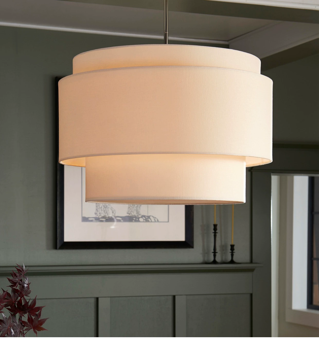 EleganceLuxe Lamp – Beige Linen Bauhaus Ceiling Lamp